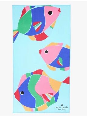 kate spade Bright Multicolor Fish Towel - Pink, Blue, Green